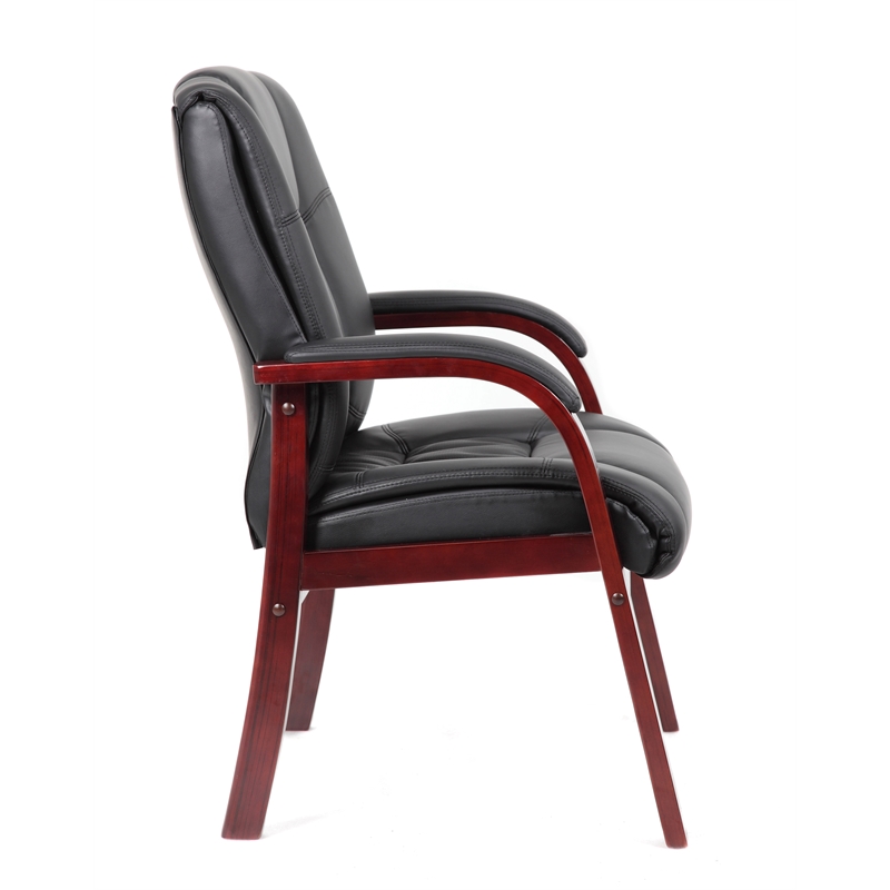 Scranton & Co Mid Back CaressoftPlus Guest Chair with Mahogany Wood Finish