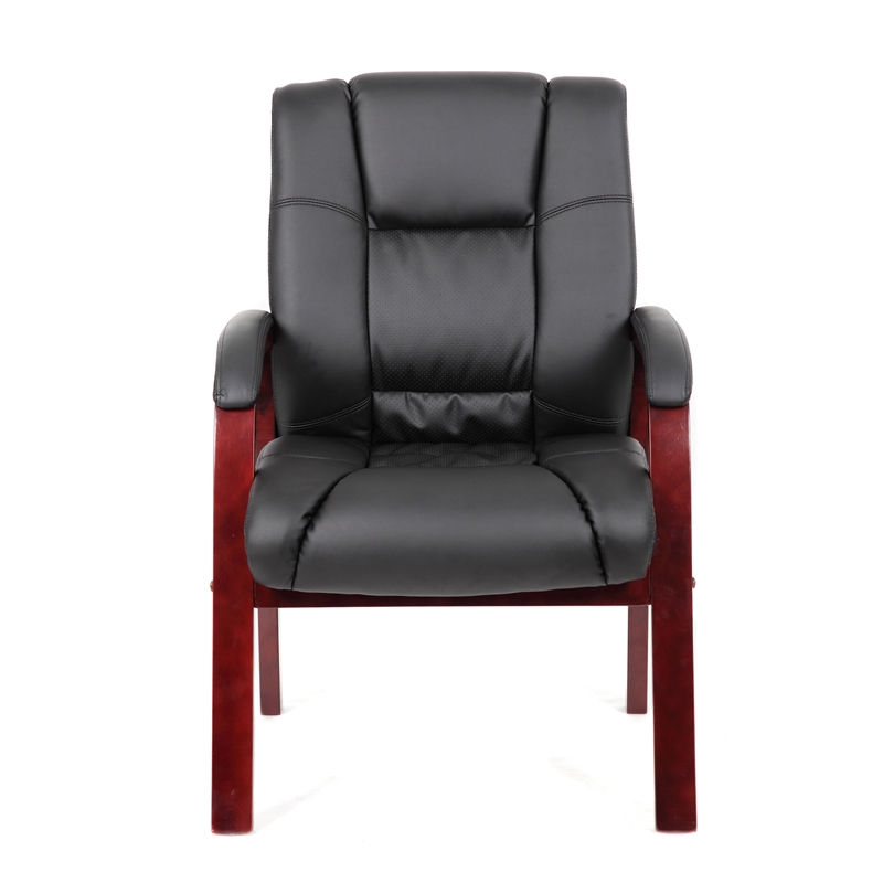 Scranton & Co Mid Back CaressoftPlus Guest Chair with Mahogany Wood Finish