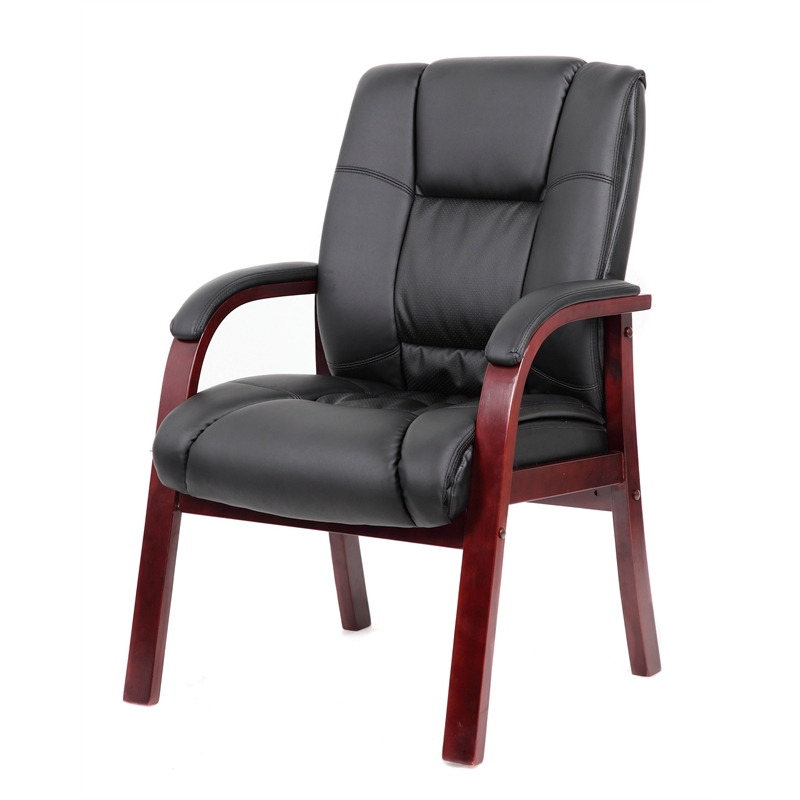 Scranton & Co Mid Back CaressoftPlus Guest Chair with Mahogany Wood Finish