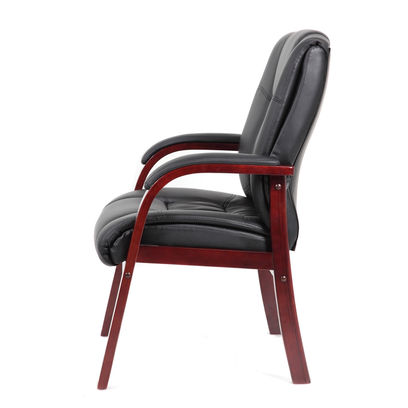 Scranton & Co Mid Back CaressoftPlus Guest Chair with Mahogany Wood Finish