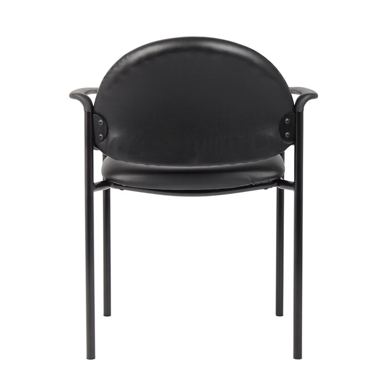 Scranton & Co Vinyl Stackable Guest Chair with Waterfall Seat in Black