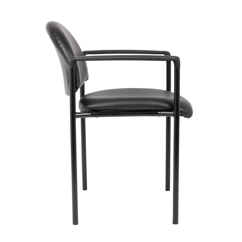 Scranton & Co Vinyl Stackable Guest Chair with Waterfall Seat in Black