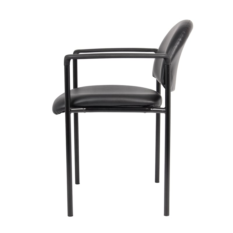 Scranton & Co Vinyl Stackable Guest Chair with Waterfall Seat in Black