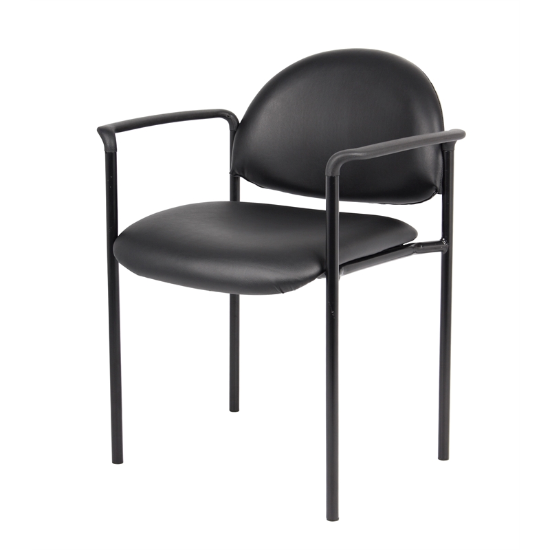 Scranton & Co Vinyl Stackable Guest Chair with Waterfall Seat in Black