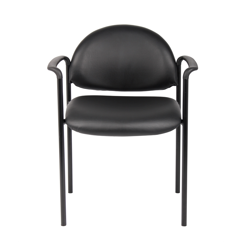 Scranton & Co Vinyl Stackable Guest Chair with Waterfall Seat in Black