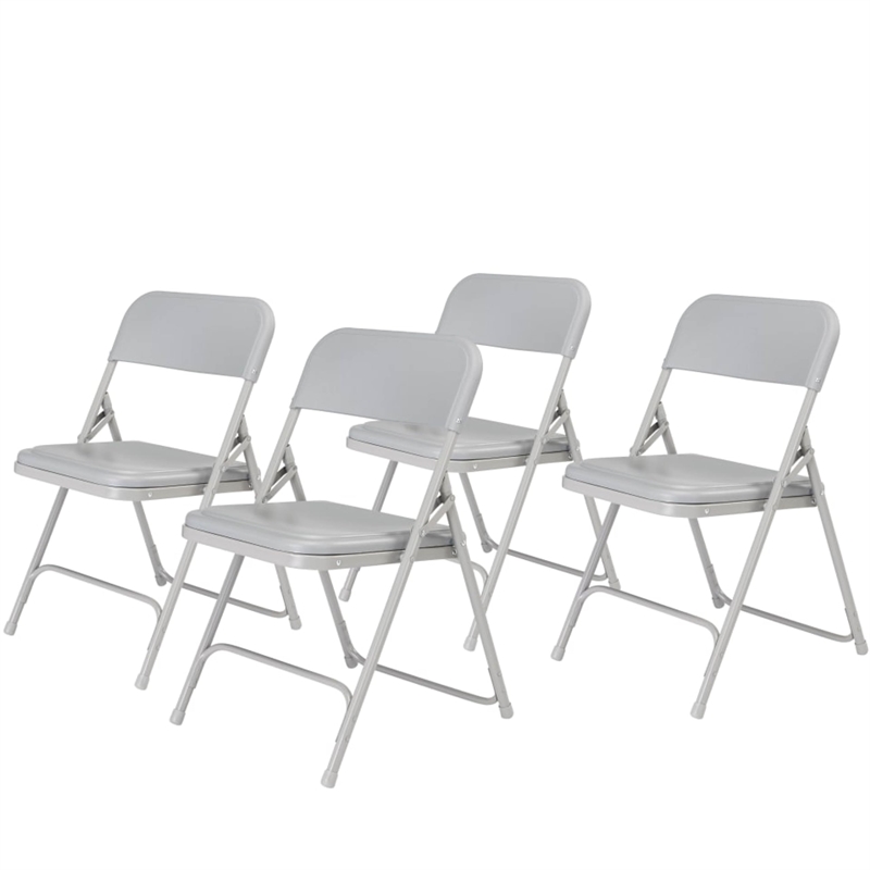Scranton & Co Premium Plastic Folding Chairs in Gray (Set of 4)