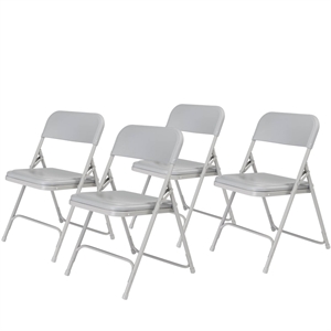 Scranton & Co Premium Plastic Folding Chairs in Gray (Set of 4)