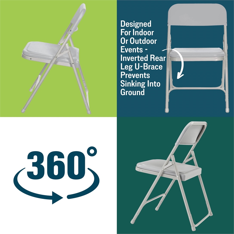 Scranton & Co Premium Plastic Folding Chairs in Gray (Set of 4)