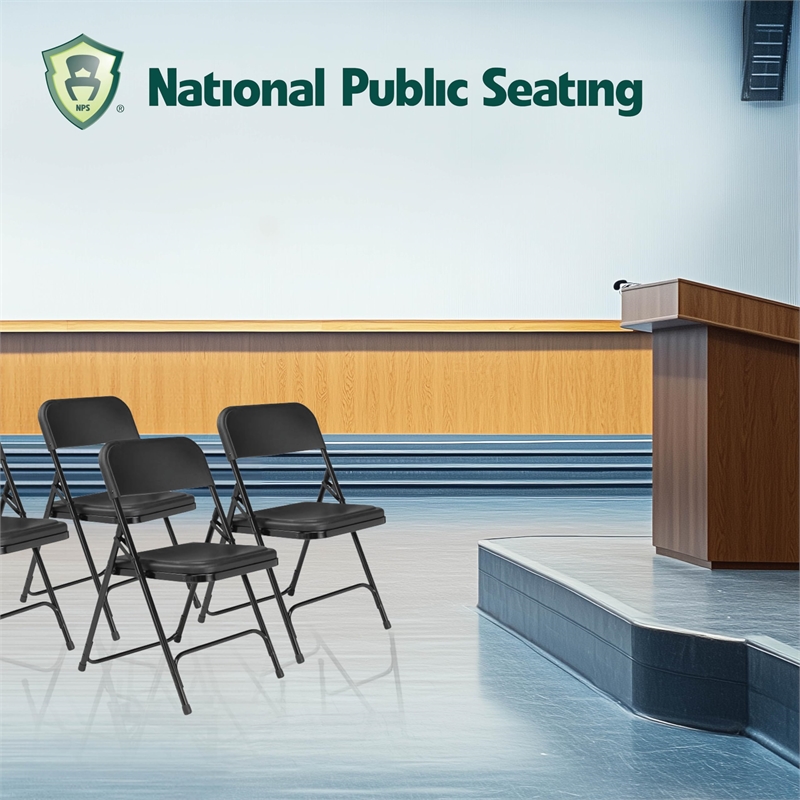 Scranton & Co Premium Plastic Folding Chairs in Black (Set of 4)