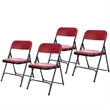 Scranton & Co Premium Plastic Folding Chairs in Burgundy Red (Set of 4)