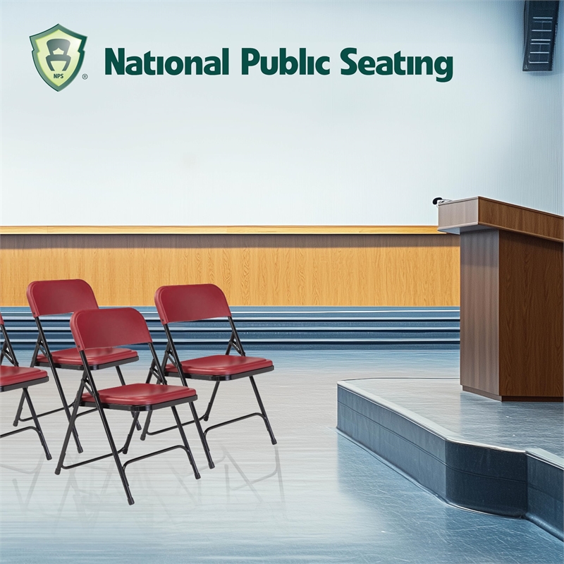 Scranton & Co Premium Plastic Folding Chairs in Burgundy Red (Set of 4)