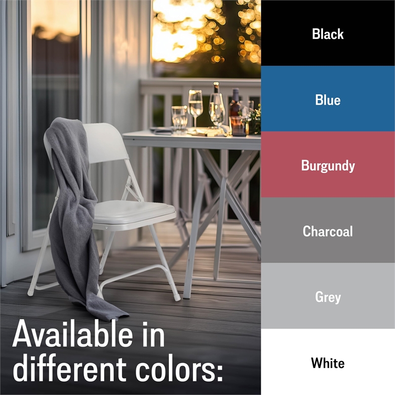 Scranton & Co Premium Plastic Folding Chairs in Blue (Set of 4)