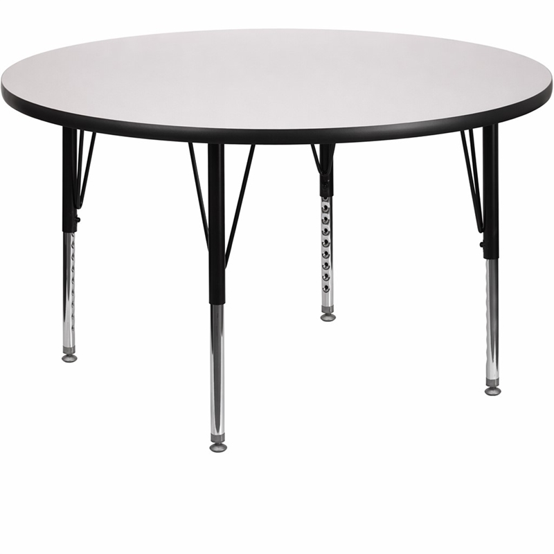 Scranton & Co Round Activity Table with Adjustable Steel Legs in Gray