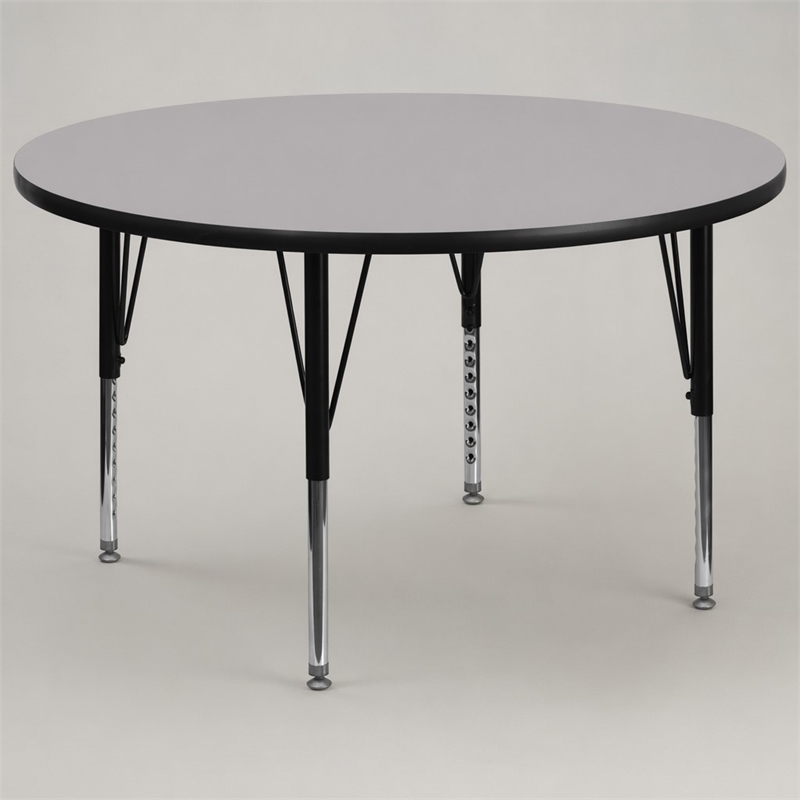 Scranton & Co Round Activity Table with Adjustable Steel Legs in Gray