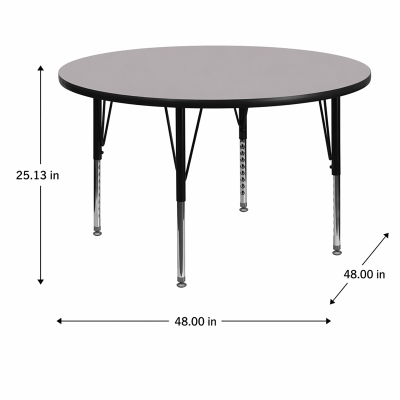 Scranton & Co Round Activity Table with Adjustable Steel Legs in Gray