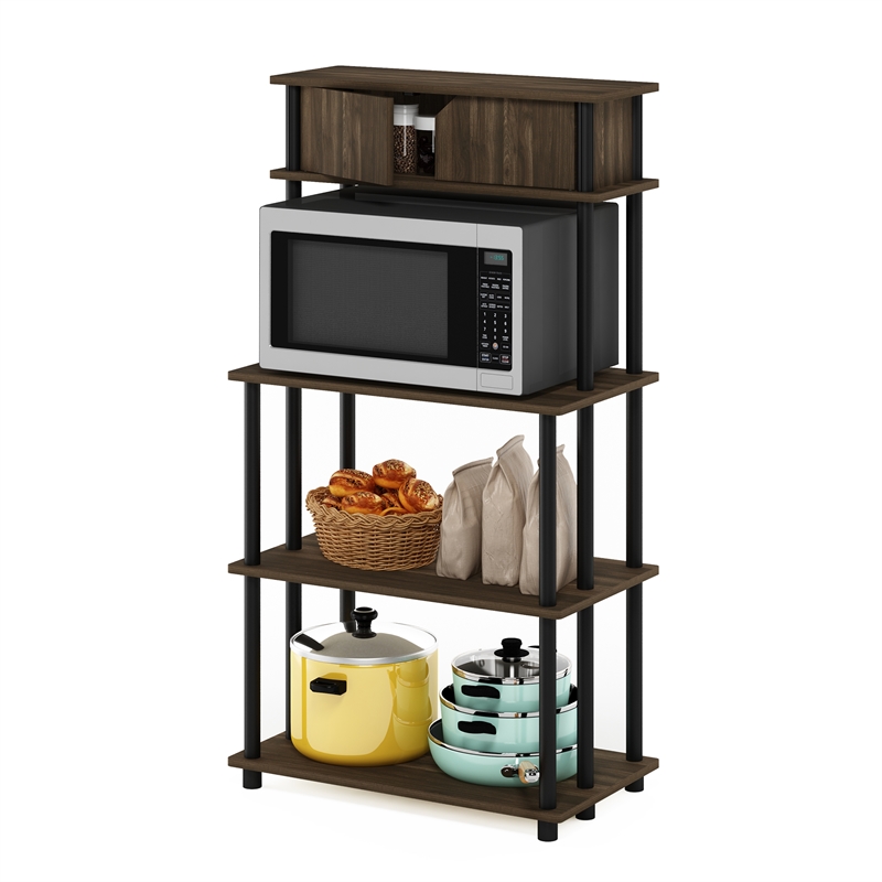 Scranton & Co Toolless Kitchen Shelf with Cabinet in Columbia Walnut/Black