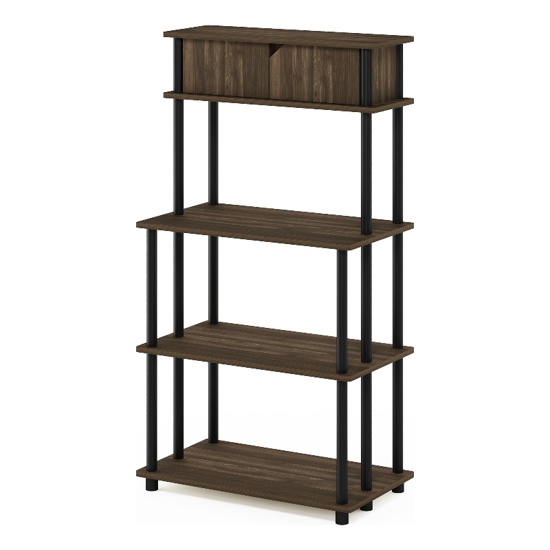 Scranton & Co Toolless Kitchen Shelf with Cabinet in Columbia Walnut/Black