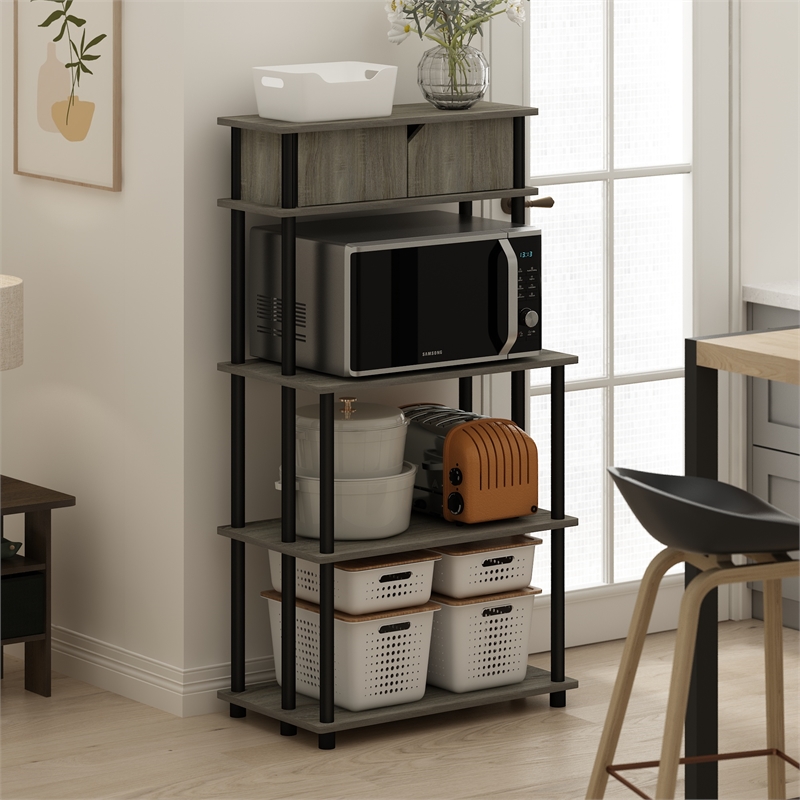 Scranton & Co Toolless Kitchen Shelf with Cabinet in French Oak Grey/Black