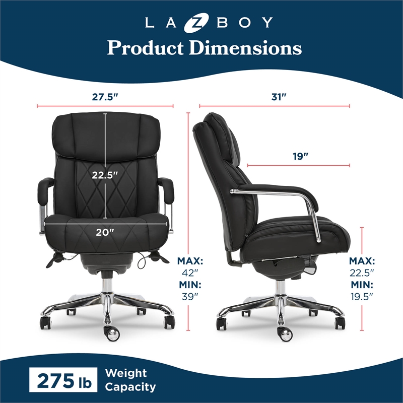 Scranton & Co Sutherland Quilted Faux Leather Executive Office Chair Black