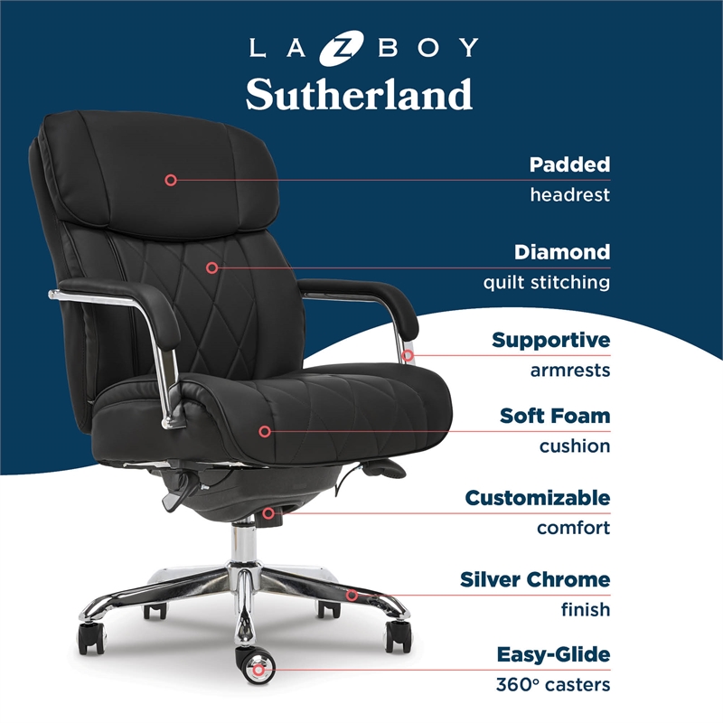 Scranton & Co Sutherland Quilted Faux Leather Executive Office Chair Black