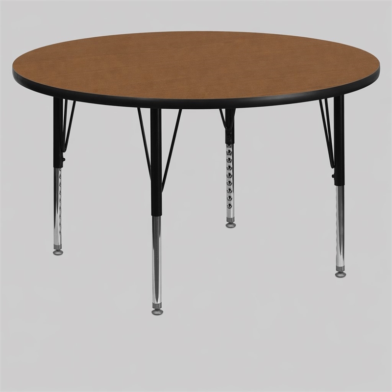 Scranton & Co Round Activity Table with Adjustable Steel Legs in Oak