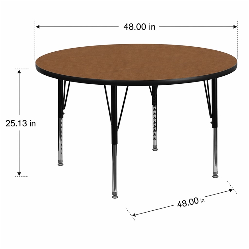 Scranton & Co Round Activity Table with Adjustable Steel Legs in Oak