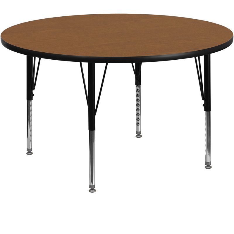 Scranton & Co Round Activity Table with Adjustable Steel Legs in Oak