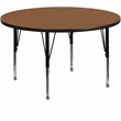 Scranton & Co Round Activity Table with Adjustable Steel Legs in Oak
