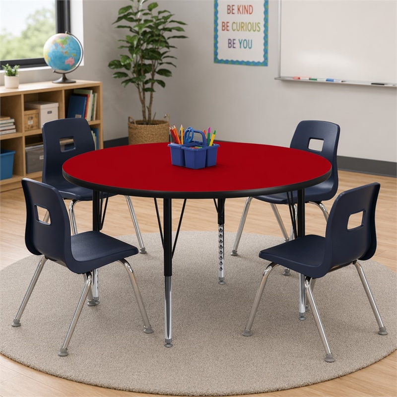 Scranton & Co Round Activity Table with Adjustable Steel Legs in Red
