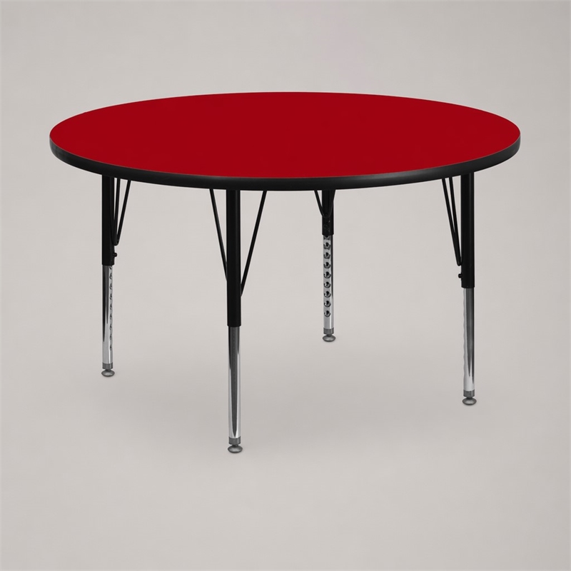 Scranton & Co Round Activity Table with Adjustable Steel Legs in Red