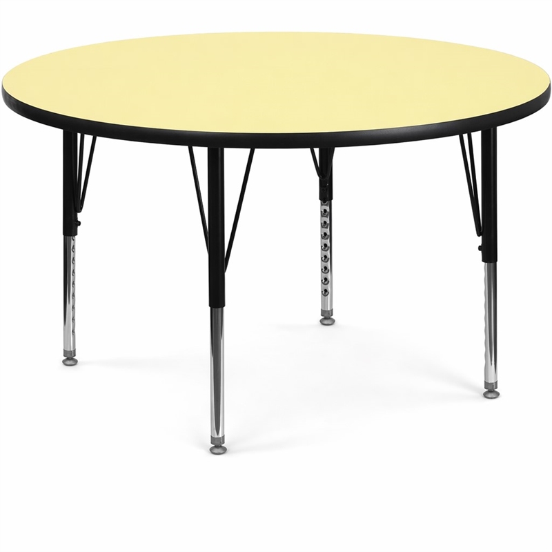 Scranton & Co Height Adjustable Round Activity Table in Yellow Finish