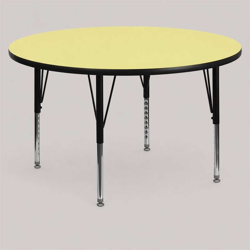 Scranton & Co Height Adjustable Round Activity Table in Yellow Finish