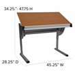 Scranton & Co Adjustable Drawing and Drafting Table in Pewter Frame