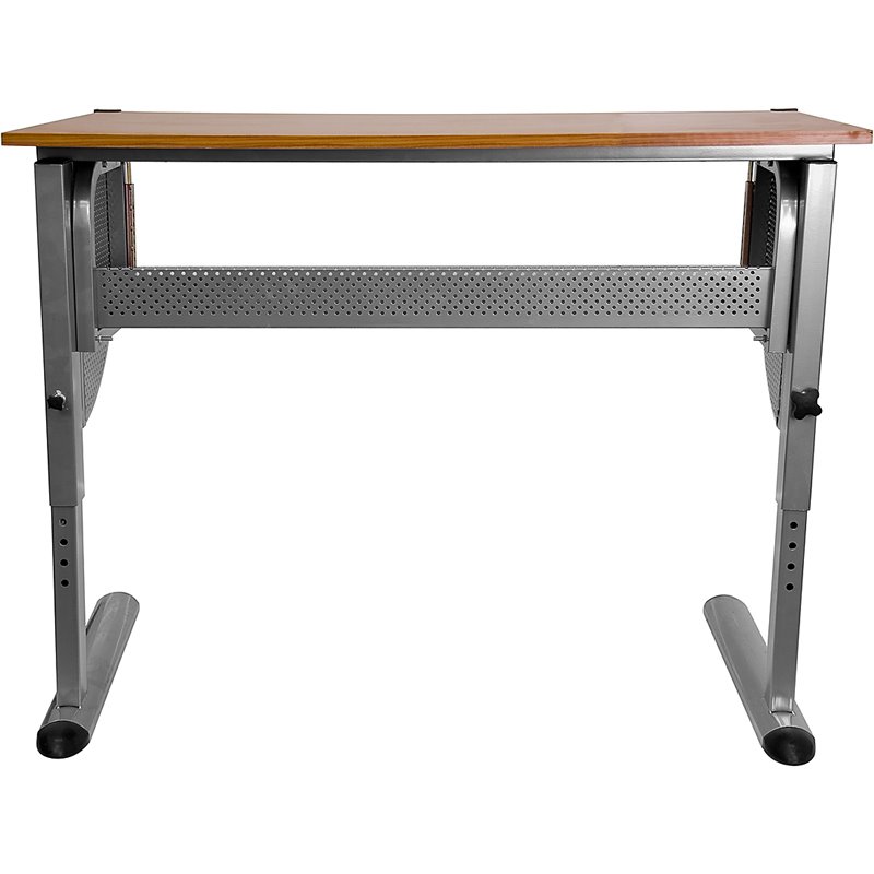 Scranton & Co Adjustable Drawing and Drafting Table in Pewter Frame