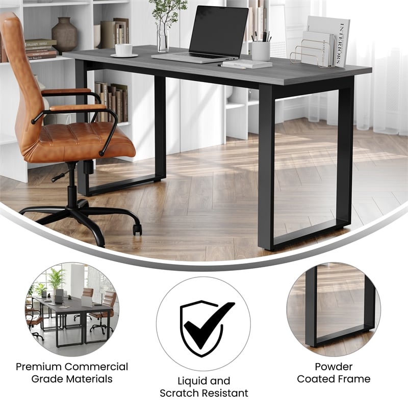 Scranton & Co 60x24 Conference Table with U-Frame Base in Gray Oak