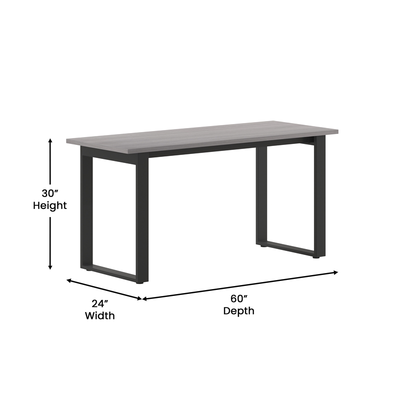 Scranton & Co 60x24 Conference Table with U-Frame Base in Gray Oak