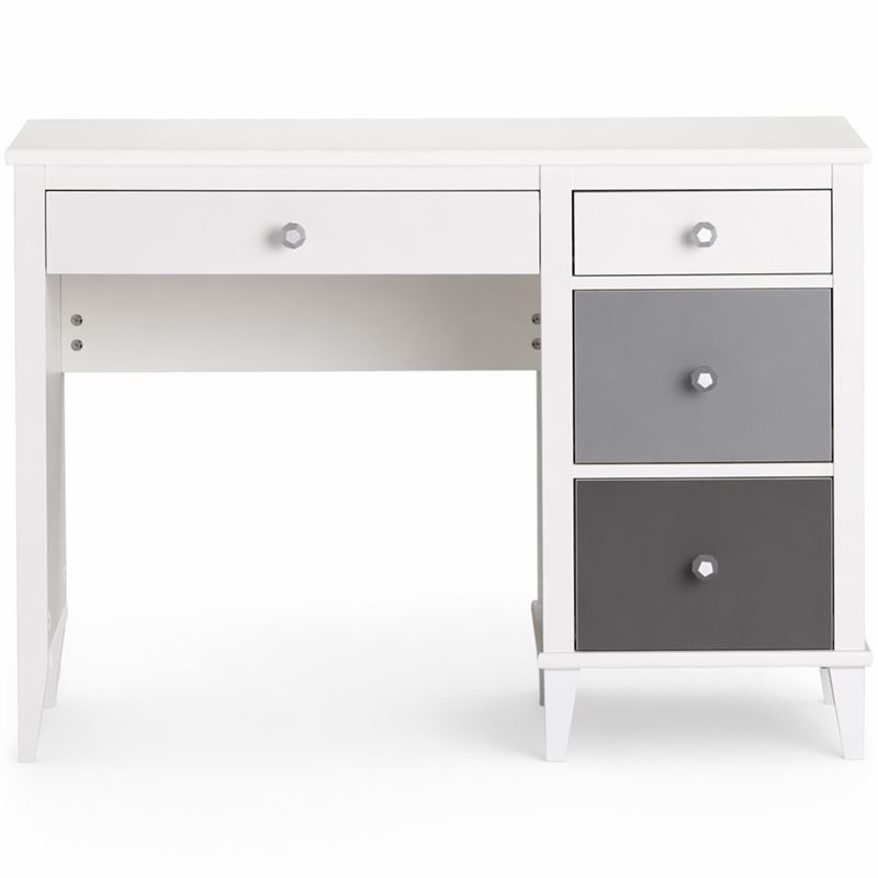 Scranton & Co Desk with Gray Ombre Drawers and White Exterior Finish