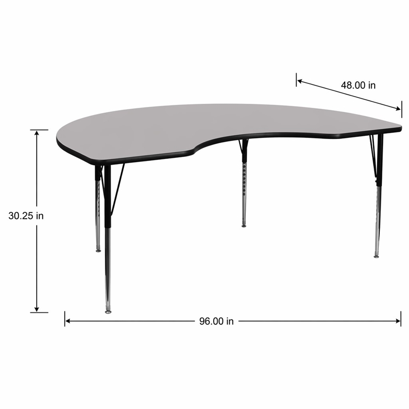 Scranton & Co Kidney Activity Table in Gray with Adjustable Legs