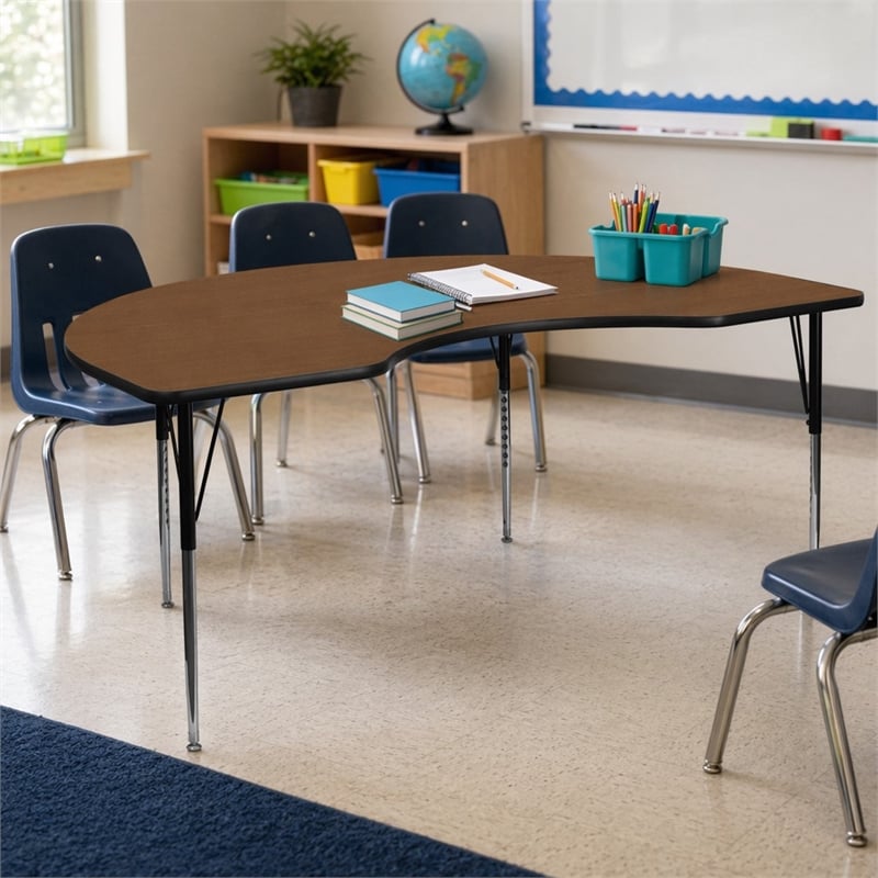 Scranton & Co Kidney Activity Table in Oak with Adjustable Height