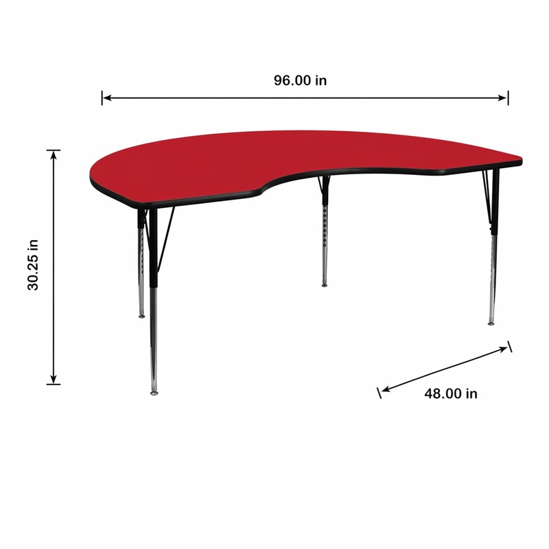 Scranton & Co Kidney Activity Table in Red with Adjustable Chrome Legs