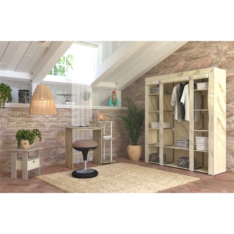 Scranton & Co Efficient Wood Laptop Desk with Shelves in Sonoma Oak/White