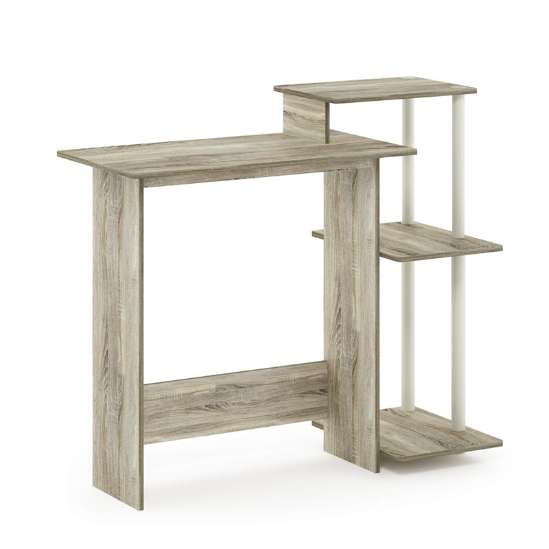 Scranton & Co Efficient Wood Laptop Desk with Shelves in Sonoma Oak/White