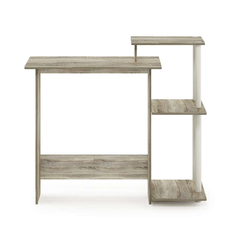 Scranton & Co Efficient Wood Laptop Desk with Shelves in Sonoma Oak/White