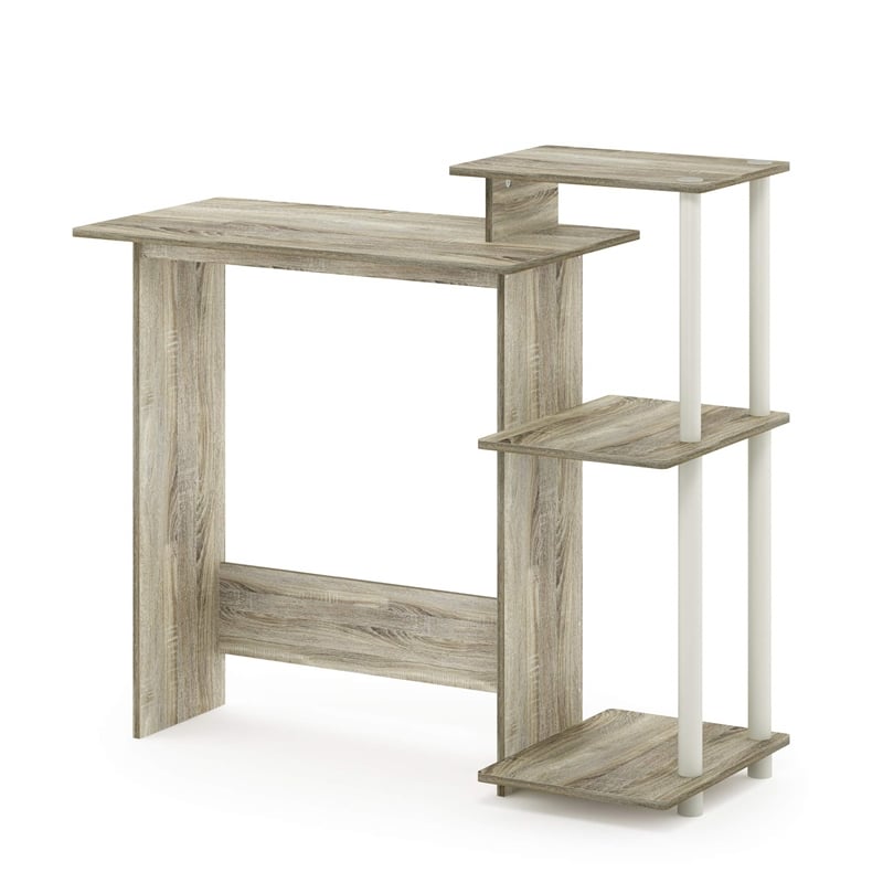 Scranton & Co Efficient Wood Laptop Desk with Shelves in Sonoma Oak/White