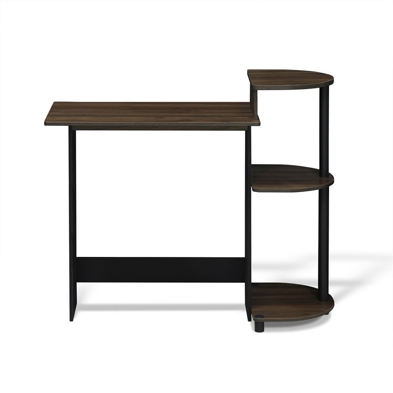 Scranton & Co Compact Computer Desk with Shelves in Columbia Walnut/Black