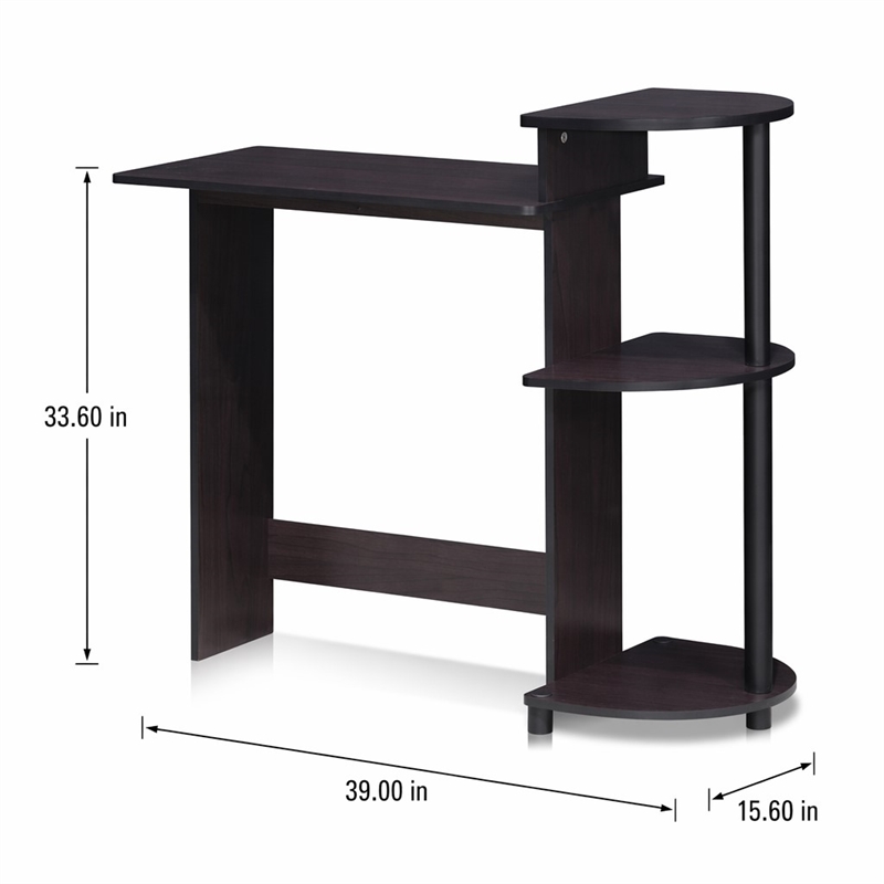 Scranton & Co Compact Computer Desk with Shelves in Dark Walnut