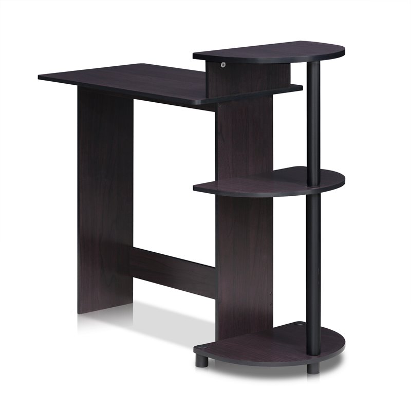 Scranton & Co Compact Computer Desk with Shelves in Dark Walnut