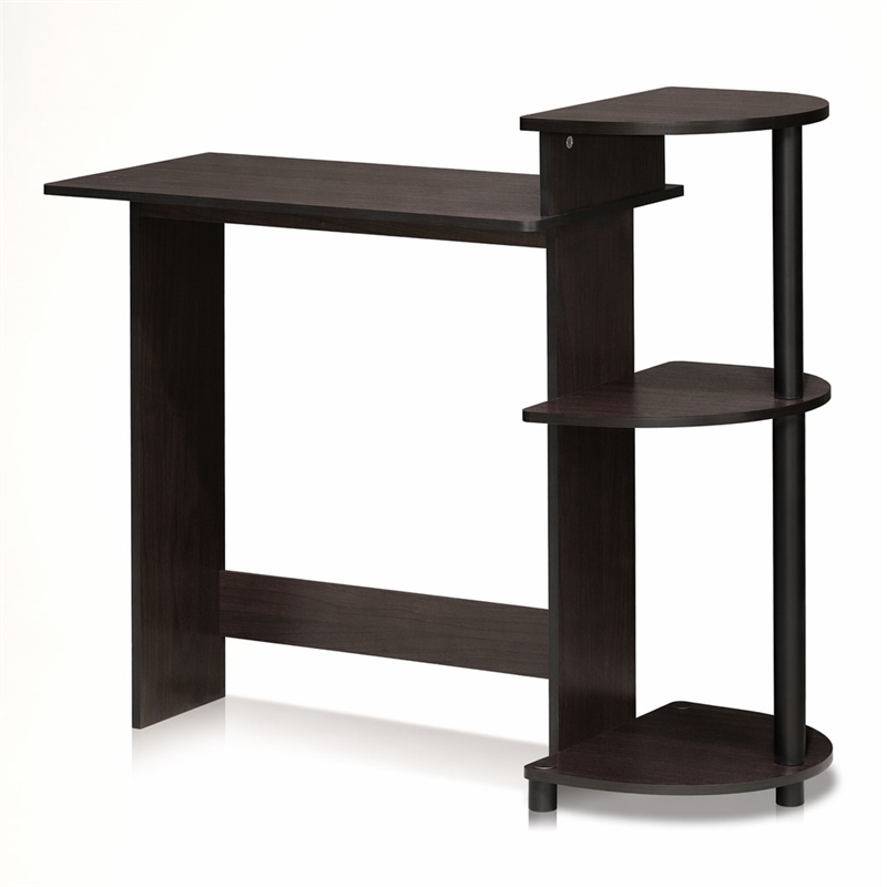 Scranton & Co Compact Computer Desk with Shelves in Dark Walnut