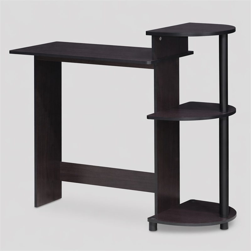 Scranton & Co Compact Computer Desk with Shelves in Dark Walnut