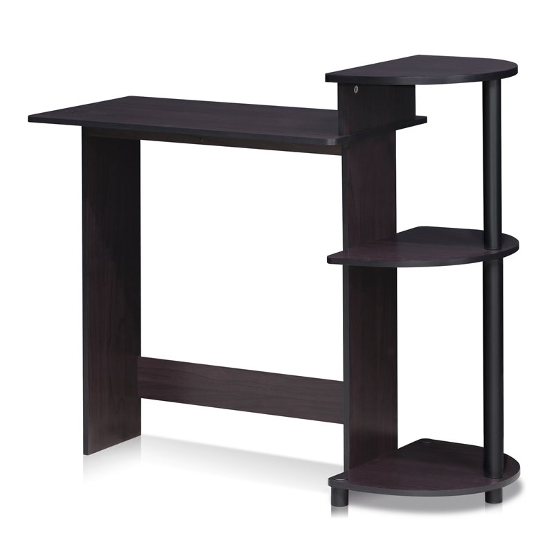 Scranton & Co Compact Computer Desk with Shelves in Dark Walnut